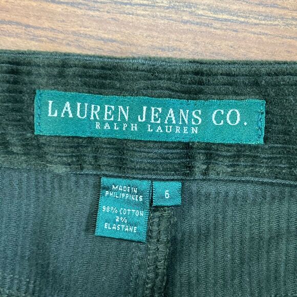 Ralph Lauren Jeans Co Sz 6 Women Corduroy Pants Dark Green Straight Leg Stretch - Picture 2 of 7